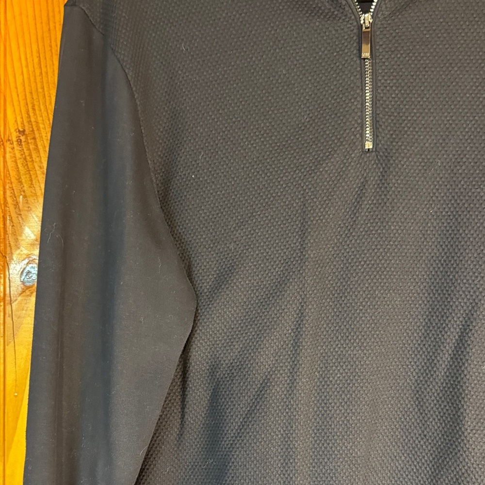 BOSS Men’s Navy Quarter-Zip Textured Sweater - Picture 5 of 12
